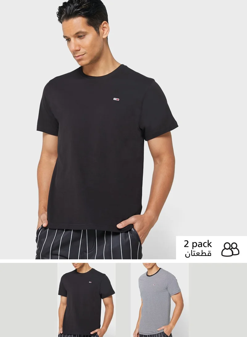 TOMMY JEANS 2 Pack Striped Crew Neck T-Shirt