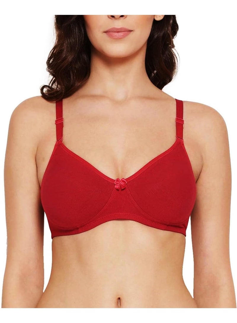 Love Bell Women's Bra - Premium Cotton, Extreme Comfor,t Non-Padded, Double Layered Moulded 16 Hour T-shirt Bras (c, Love Red, 85C) - Image 1