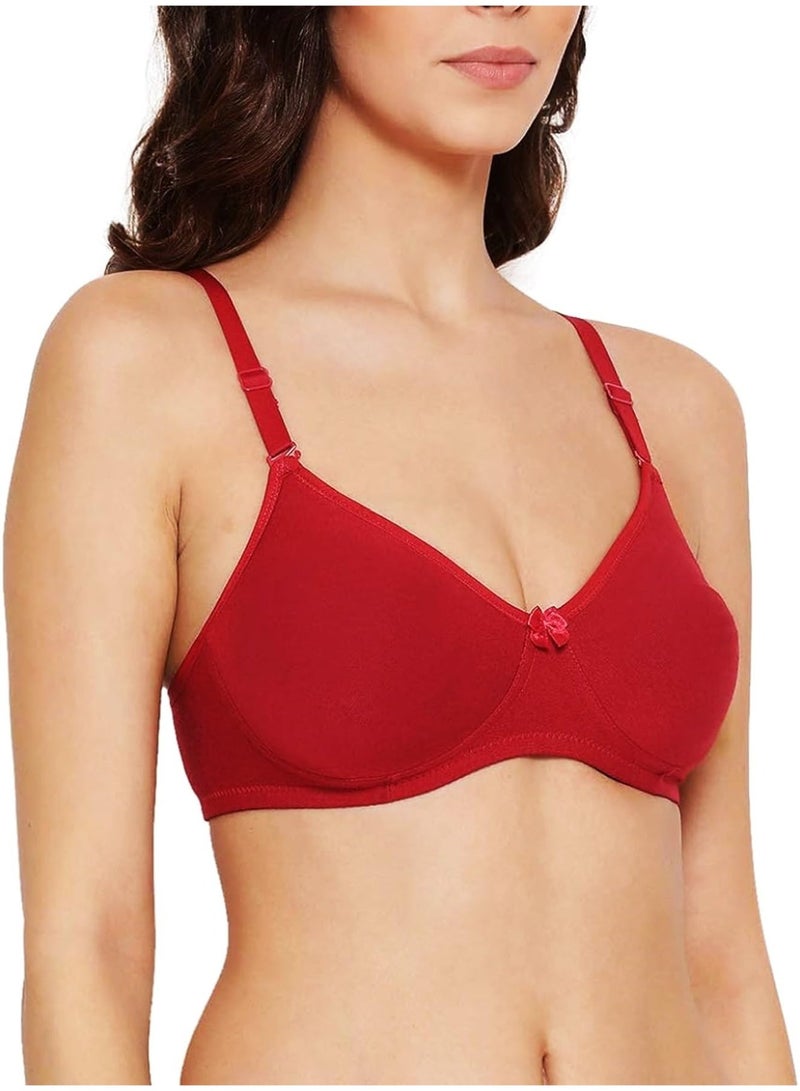 Love Bell Women's Bra - Premium Cotton, Extreme Comfor,t Non-Padded, Double Layered Moulded 16 Hour T-shirt Bras (c, Love Red, 85C) - Image 5