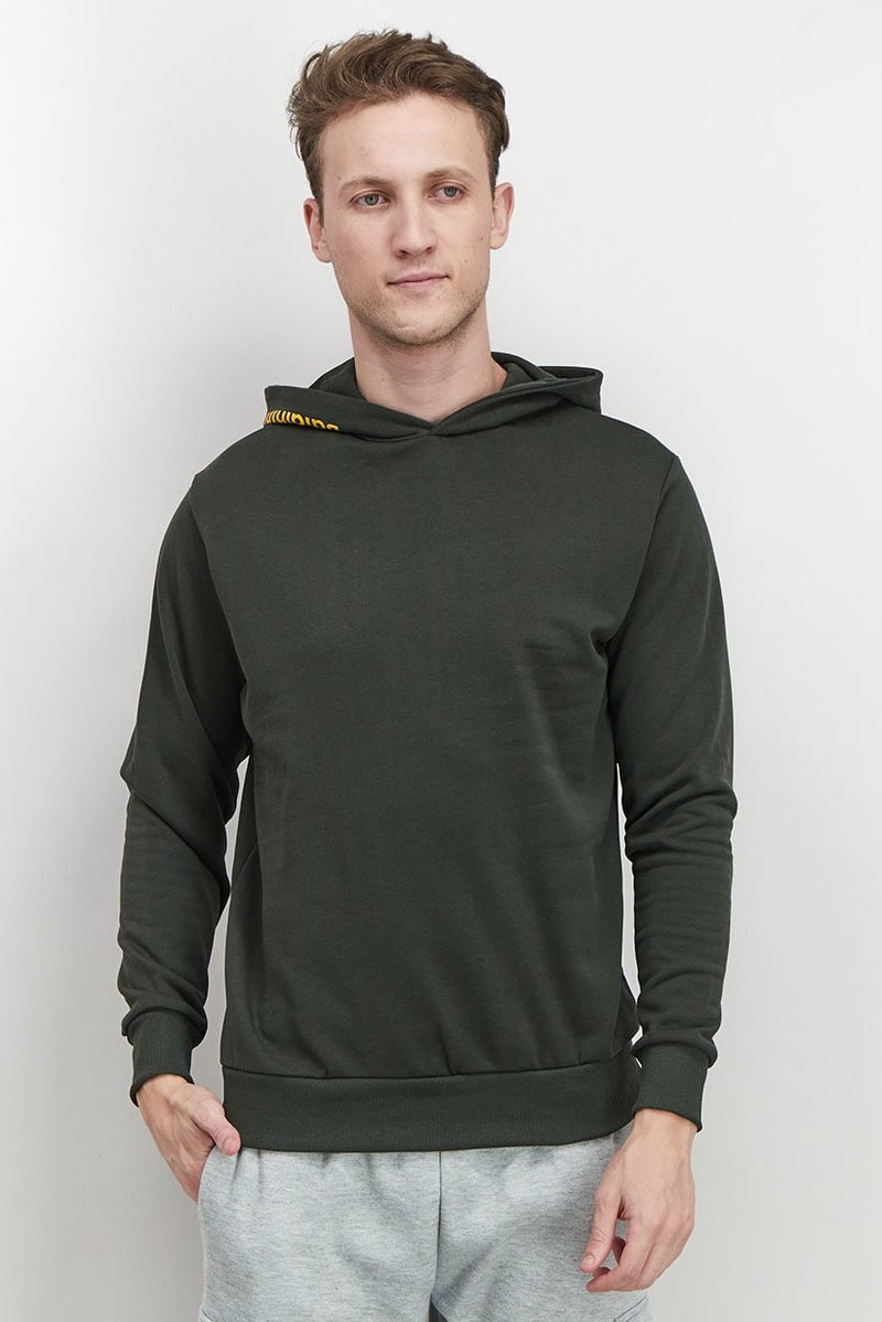 Baldinini Men Brand Logo Long Sleeves Hoodie, Olive - Image 1