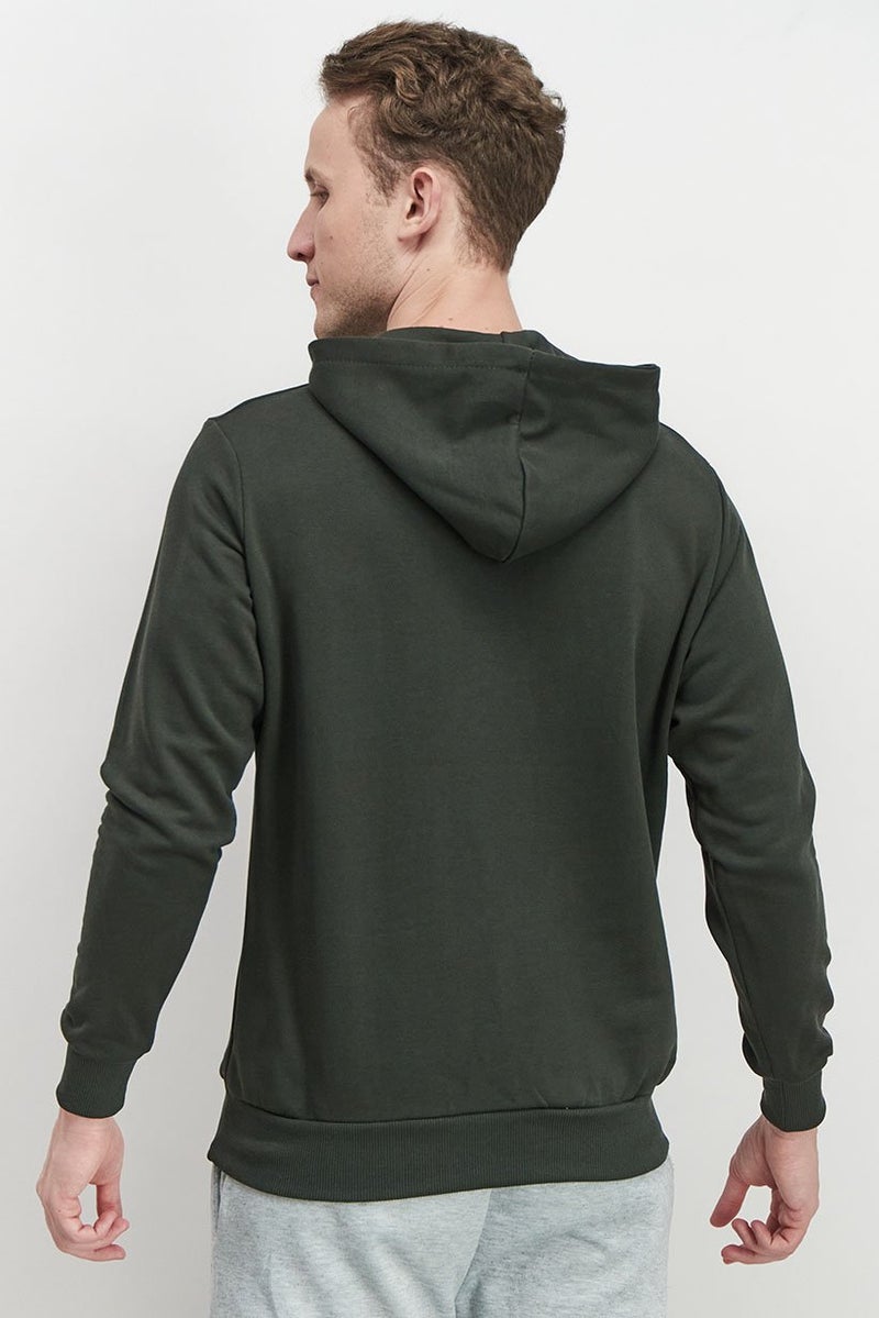 Baldinini Men Brand Logo Long Sleeves Hoodie, Olive - Image 2