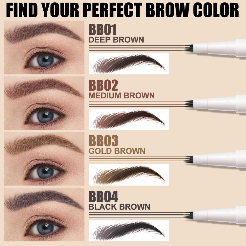 FOCALLURE قلم حواجب فلوكالور فلومكس الملون السائل، قلم ميكروبلادينغ للحواجب مع طرف دقيق، طويل الأمد، مقاوم للتلطخ، يخلق حواجب طبيعية المظهر، بني داكن - Image 2