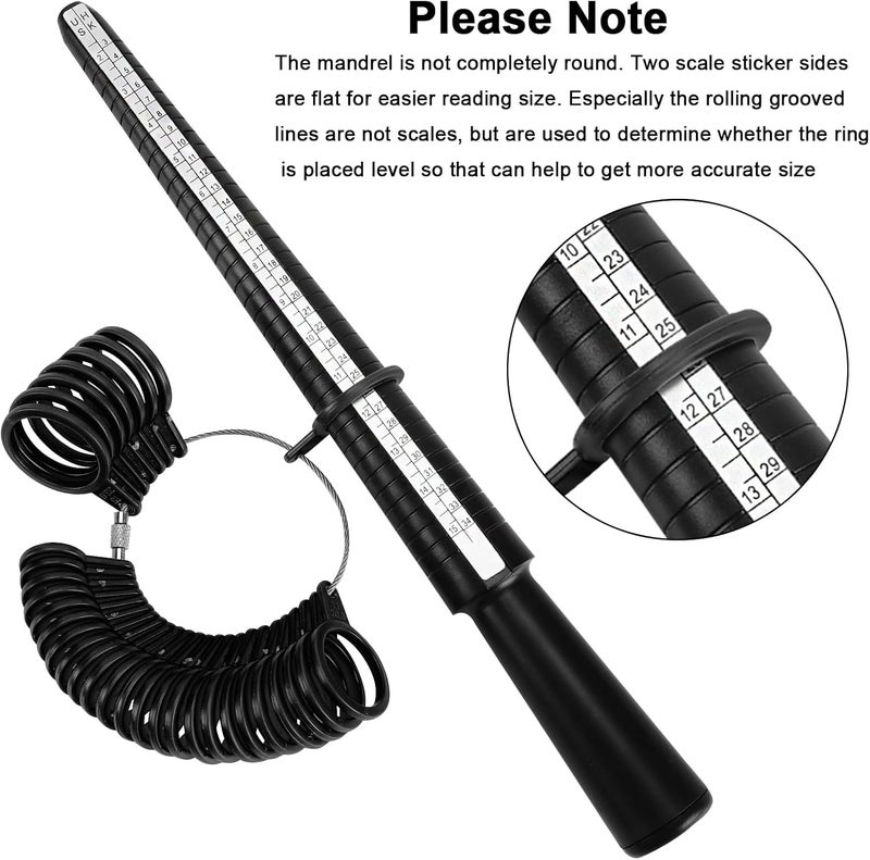 accmor Ring Size Measuring Tool Includes Plastic Ring Sizer Mandrel Stick, Finger Sizing Ring Guage Measurer and 2 Pcs Finger Measure Tape for Women Men Jewelry Making - Image 3