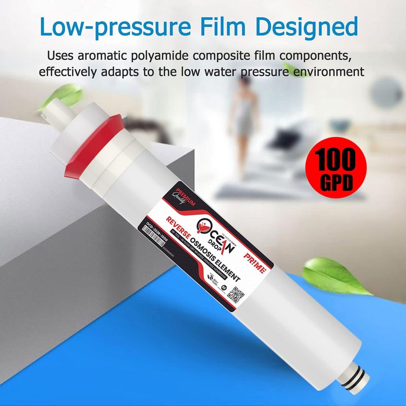 Ocean Drop Reverse Osmosis Membrane 100 GPD Work up to 25003000 TDS RO Membrane Water Filter Replacement Fits All Domestic Under Sink RO Drinking Water Purifier and Filter System - Image 4