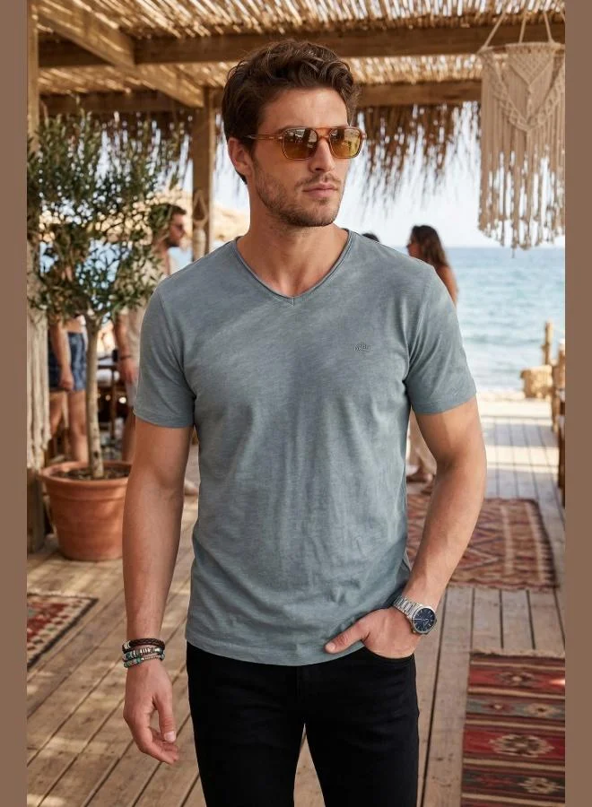 Buratti  Buratti Cotton Slim Fit V-Neck T-Shirt Men's T-Shirt 5902719 for Men | Best Price UAE