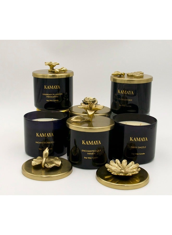 KAMAYA Fragrance - The Miracle of roses Secented candle 14 oz (400 gms) with gold lid with floral motif. - Image 5