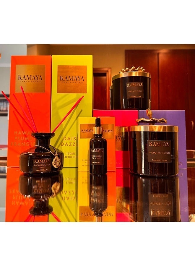 KAMAYA Blossom Caboodle Collection The Miracle of roses Scented candle 14 oz (400 gms) with gold lid with floral motif. - Image 2