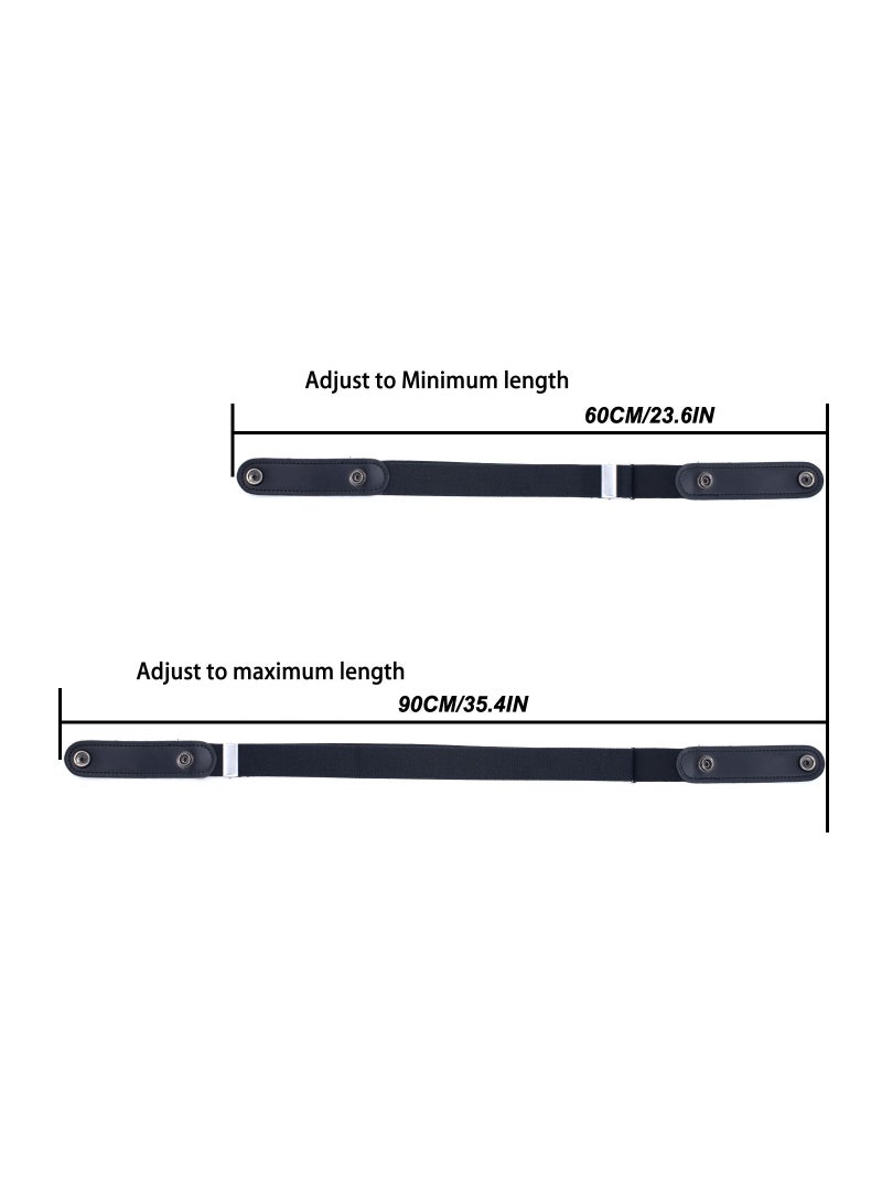 SYOSI Elastic Waist Chain Belts No Buckle Stretch Belt Adjustable Invisible Belt Elastic Belt No Bulge No Hassle Buckle free Pant Belt for Jeans Dresses Women Or Men 2pcs Grey Coffee  - Image 2