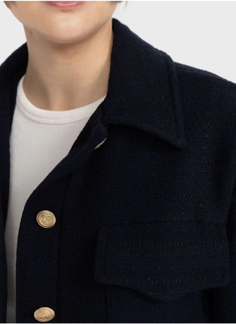ديفاكتو Bomber Shirt Collar Blazer