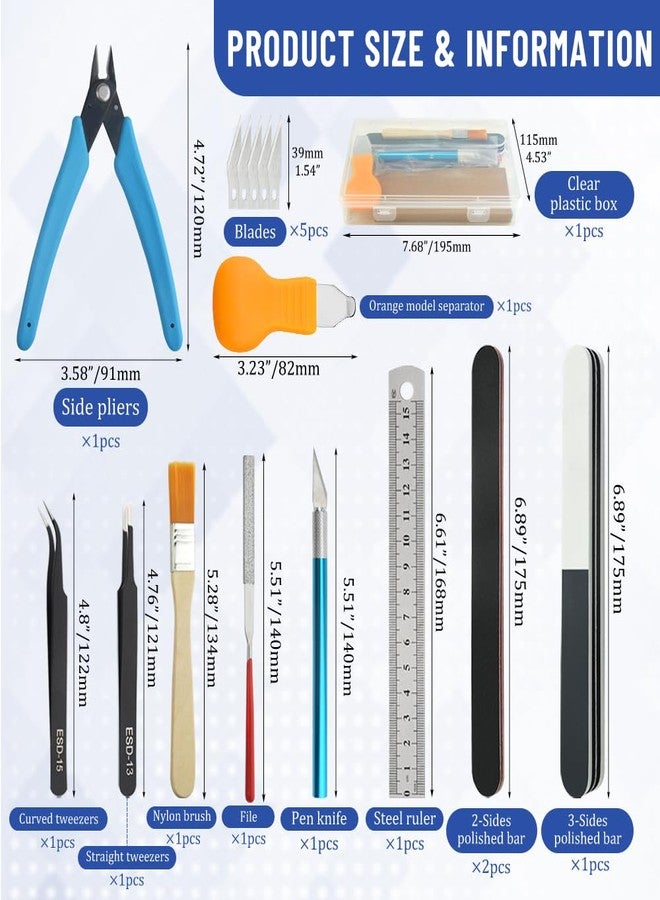 Bigstone 17 PCS Gundam Model Tools Kit Hobby Building Tools Set for Cars, Airplanes, Buildings, Gundam, Robots Models Building Repairing and Fixing ext. - Image 2