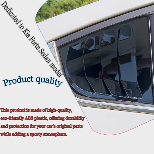 MUXEE 2PCS Print Rear Side Window Louvers Air Vent Scoop Shades Cover Blinds Trim for Kia Forte 2014 2015 2016 2017 2018 - ABS Bright Black Sport Interior Accessories - Image 4