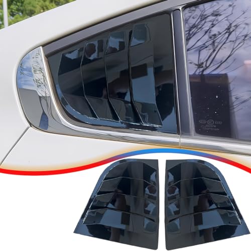 MUXEE 2PCS Print Rear Side Window Louvers Air Vent Scoop Shades Cover Blinds Trim for Kia Forte 2014 2015 2016 2017 2018 - ABS Bright Black Sport Interior Accessories - Image 1