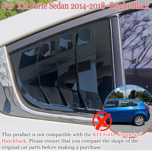 MUXEE 2PCS Print Rear Side Window Louvers Air Vent Scoop Shades Cover Blinds Trim for Kia Forte 2014 2015 2016 2017 2018 - ABS Bright Black Sport Interior Accessories - Image 2