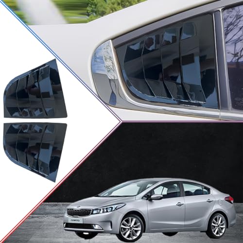 MUXEE 2PCS Print Rear Side Window Louvers Air Vent Scoop Shades Cover Blinds Trim for Kia Forte 2014 2015 2016 2017 2018 - ABS Bright Black Sport Interior Accessories - Image 5