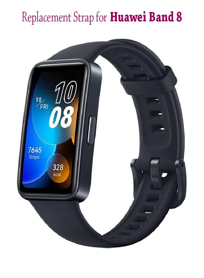 Soft Silicone Strap Replacement Bands For Huawei Band 8 - Black - Image 1