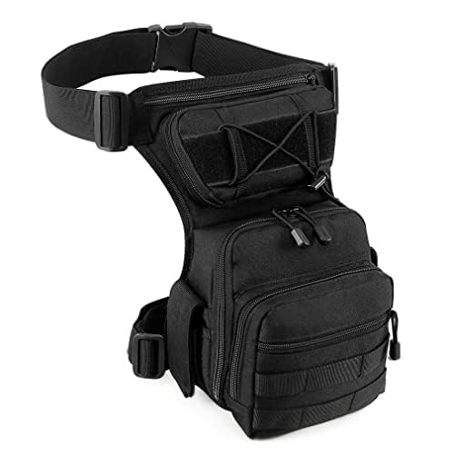 Hebetag Tactical Drop Leg Bag Outdoor Waist Fanny Pack for Men Women Travel Hiking Motorcycle Cycling Fishing Thigh Belt Bum Pouch Camping Casual Daypack Black - Image 1