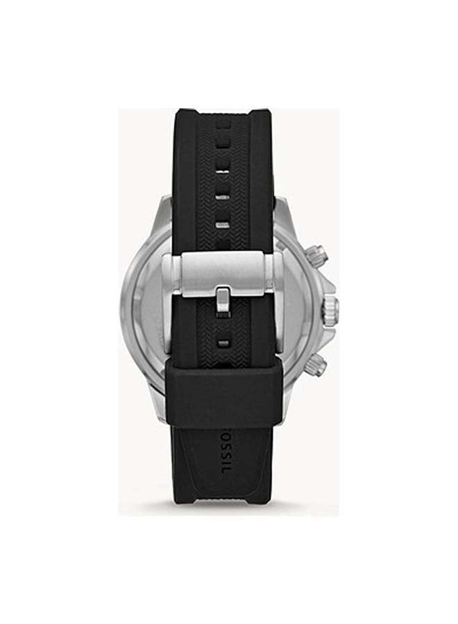 FOSSIL Men Bannom Round Shape Silicone Strap Chronograph Wrist Watch - Black - BQ2494 - Image 2