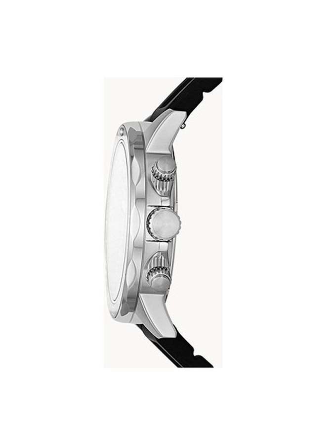 FOSSIL Men Bannom Round Shape Silicone Strap Chronograph Wrist Watch - Black - BQ2494 - Image 3