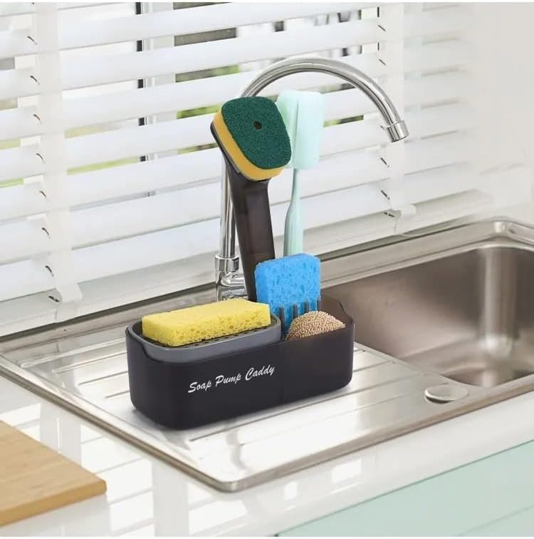 Homava 3-in-1 Multifunctional Dish Soap Dispenser for Kitchen Sink, Dish Washing Liquid Soap Dispenser with Sponge Holder - 12.5 Ounces | Pack 1 - Image 2