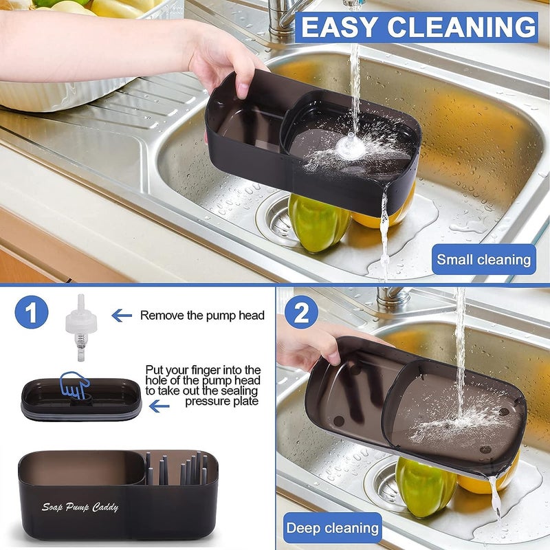Homava 3-in-1 Multifunctional Dish Soap Dispenser for Kitchen Sink, Dish Washing Liquid Soap Dispenser with Sponge Holder - 12.5 Ounces | Pack 1 - Image 4