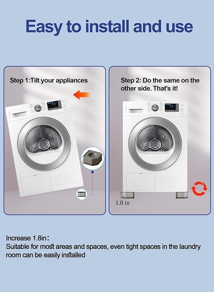 0TO1 TECH Anti Vibration Pads for Washing Machine 4pcs Washer Dryer Foot Pads Shock Noise Cancelling Stabilizer Support for Most Furniture Floor Protection Home Use - Image 4