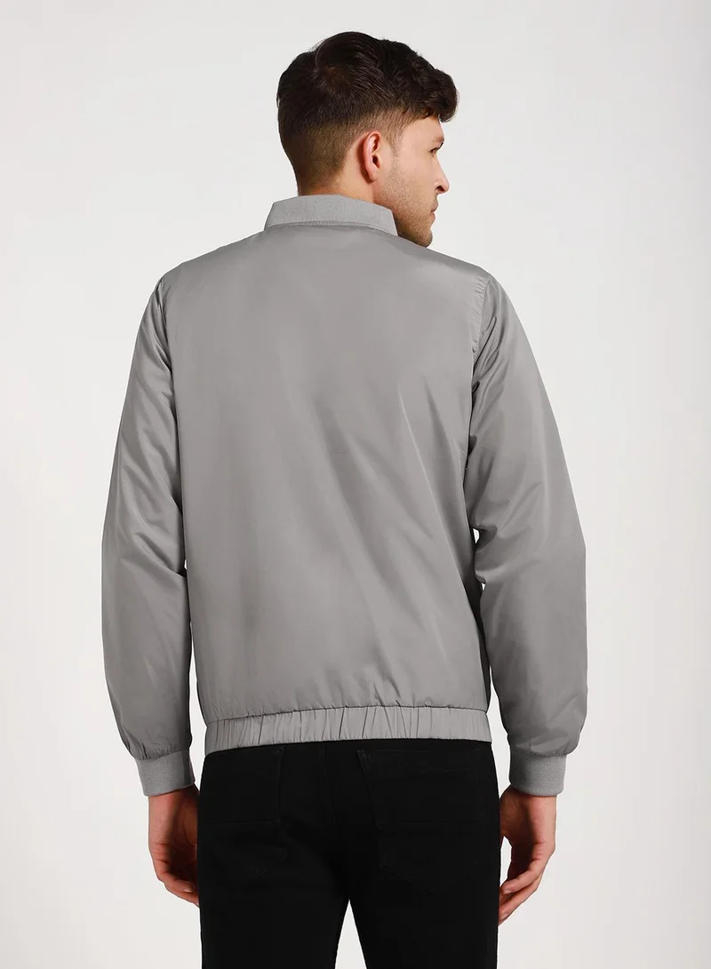 Dennis Lingo Stone Regular Fit Men's Solid Rib Collar Full Sleeves Polyester Jacket with Zipper Closure