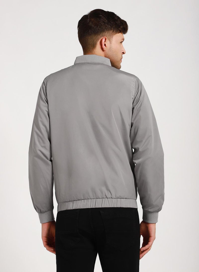 Dennis Lingo Stone Regular Fit Men's Solid Rib Collar Full Sleeves Polyester Jacket with Zipper Closure  - Image 5