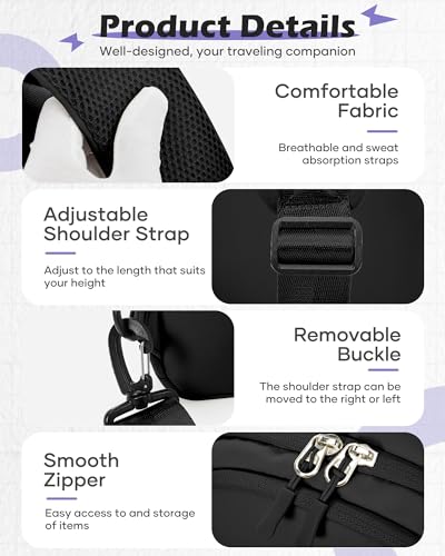 SEAFEW Small Black Sling Crossbody Bag for Men Women, Tactical Backpack Shoulder Daypack Mini Anti-Theft Motorcycle Chest Bags, Small One Strap Backpack for Casual Travel Hiking Outdoor Sports - Image 5