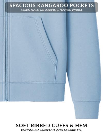 ADRO Men's Cotton Neck Hooded Sweatshirt (ZH24-PLN-SK_Sky Blue - Image 5