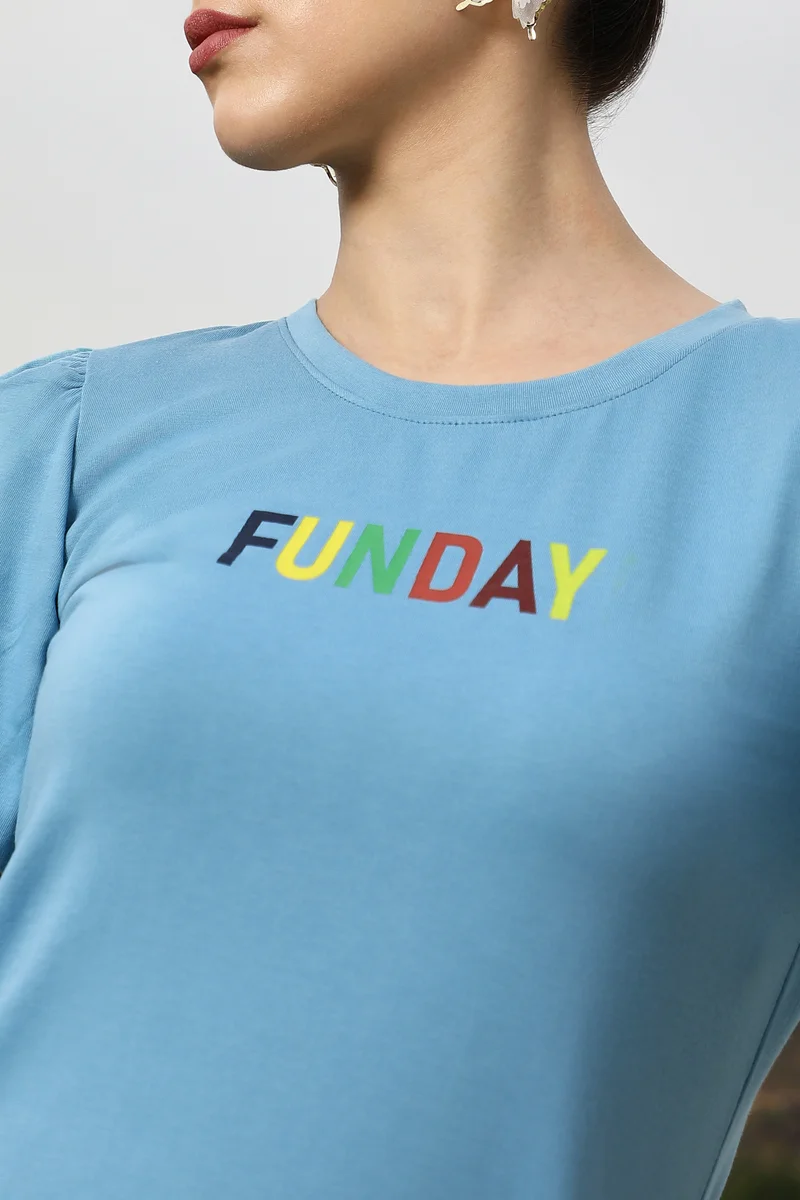 كامبوس سوترا Women's Sky Blue Funday T-Shirt Dress
