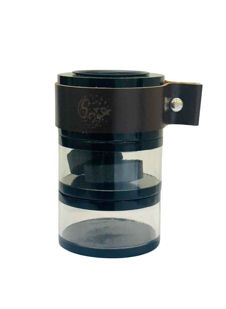 أودي مبخرة عودى الزجاجية للسفر – باللون البني الداكن – مبخرة بخور محمولة بقاعدة مقاومة للحرارة، تصميم أنيق للسيارة أو المكتب أو المنزل – موزع عود عربي - Image 1