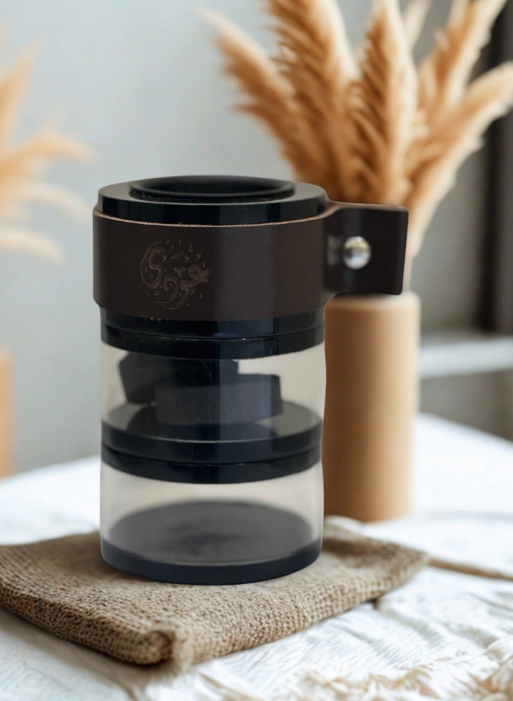 أودي مبخرة عودى الزجاجية للسفر – باللون البني الداكن – مبخرة بخور محمولة بقاعدة مقاومة للحرارة، تصميم أنيق للسيارة أو المكتب أو المنزل – موزع عود عربي - Image 5