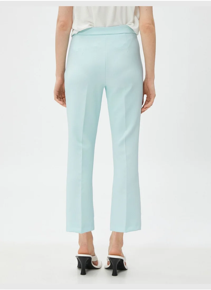 KOTON Crop Trousers Ribbed High Rise
