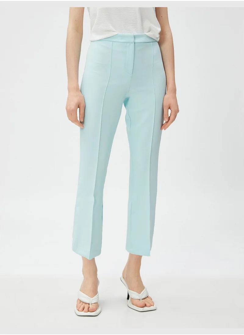 KOTON Crop Trousers Ribbed High Rise