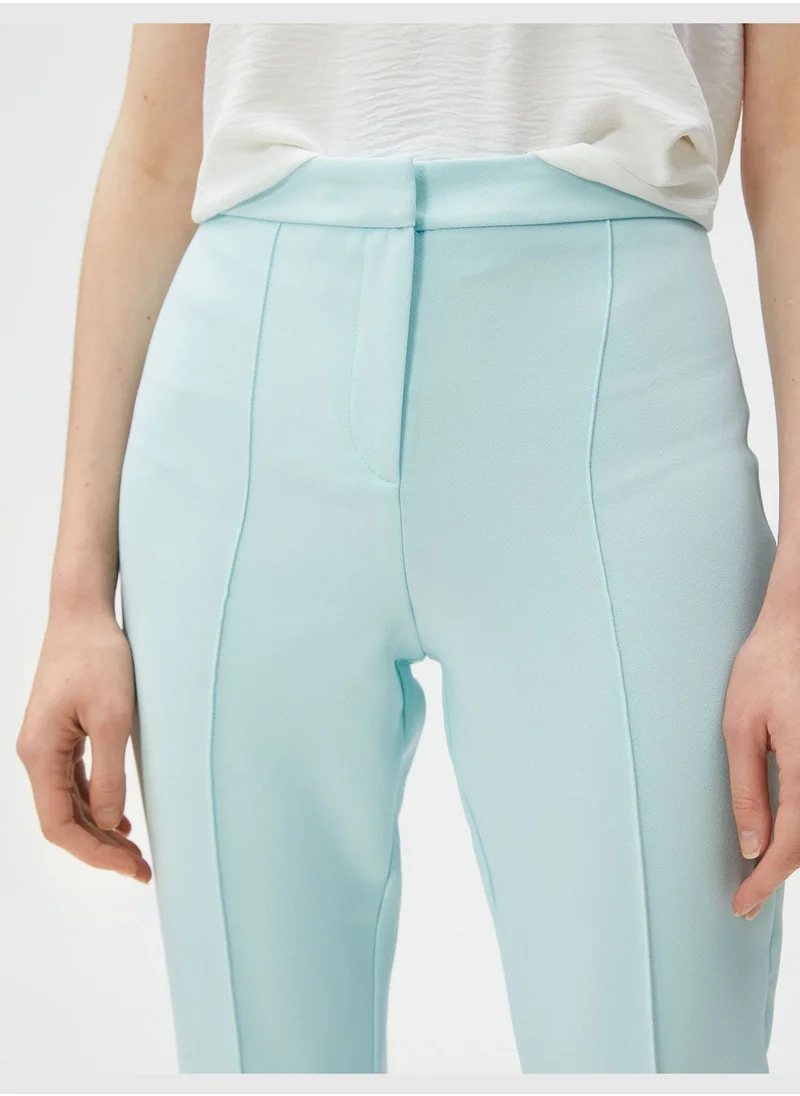 KOTON Crop Trousers Ribbed High Rise