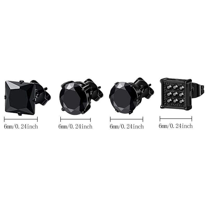 NEWITIN 12 Pairs Stainless Steel Stud Earrings for Men Hypoallergenic Earring Unisex Studs Inlaid Cubic Zirconia Men Earrings Hoop CZ Stud Earring Set for Women - Image 2