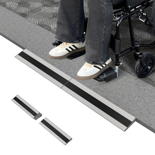 Nuvium 1 Rise Modular Threshold Ramp for Doorways Stable Wheelchair Ramp for Home Steps Aluminum Door Ramp and Curb Ramp for Scooters Power Chairs Cars 1100LBS Load Capacity - Image 1