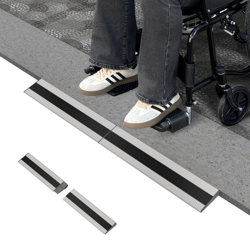 Nuvium 1 Rise Modular Threshold Ramp for Doorways Stable Wheelchair Ramp for Home Steps Aluminum Door Ramp and Curb Ramp for Scooters Power Chairs Cars 1100LBS Load Capacity - Image 2