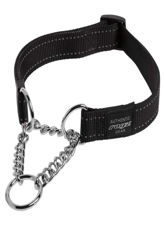 Rogz Reflective Nylon Choke Collar; Slip Show Obedience Training Gentle Choker for Large Dogs, Black - Image 1