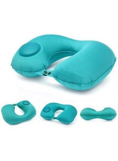 ShipFayda ShipFayda Automatic Push Button Inflatable Type Comfortable Travel Backpack Pillow UShaped Air Pillow for Outdoor Travelling and Picnic Neck Pillow Velvet Neck Pillow Finger Pack of 1  - Image 1