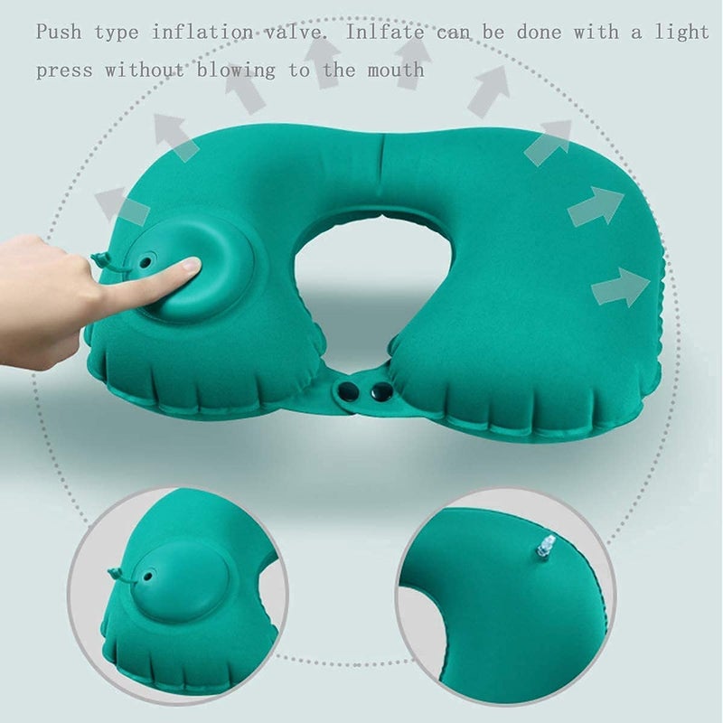 ShipFayda ShipFayda Automatic Push Button Inflatable Type Comfortable Travel Backpack Pillow UShaped Air Pillow for Outdoor Travelling and Picnic Neck Pillow Velvet Neck Pillow Finger Pack of 1  - Image 2