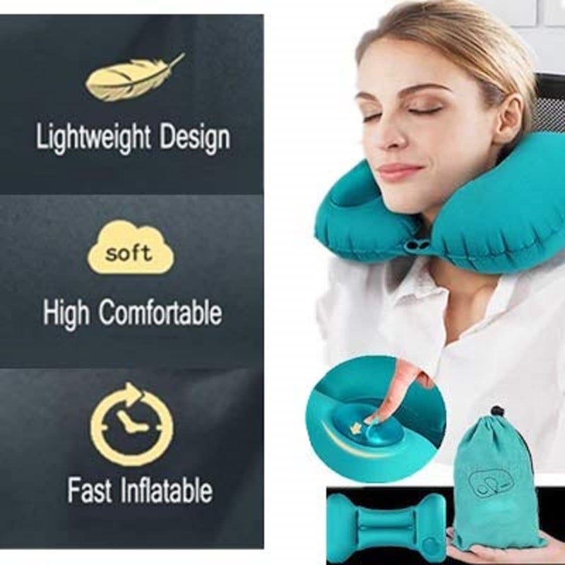 ShipFayda ShipFayda Automatic Push Button Inflatable Type Comfortable Travel Backpack Pillow UShaped Air Pillow for Outdoor Travelling and Picnic Neck Pillow Velvet Neck Pillow Finger Pack of 1  - Image 4