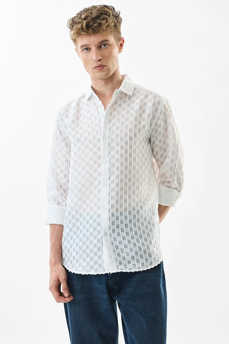 SNITCH Slim Fit Stripes White Shirt