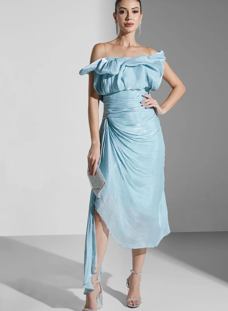Iyra Cold Shoulder Ruched Detail Dress