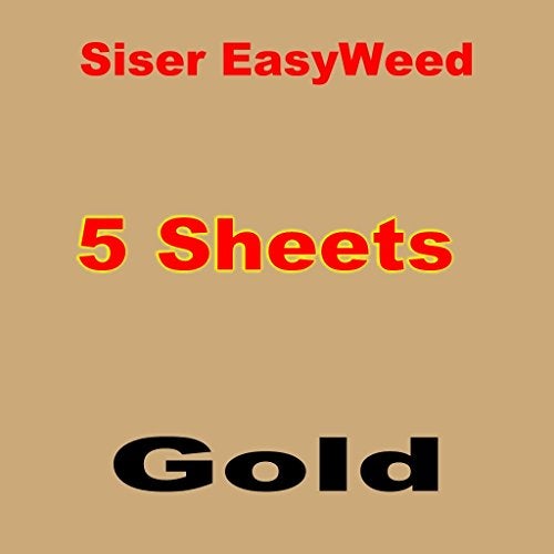 SISER 5 sheets of 12" x 15" Siser Easyweed Heat Transfer Vinyl, IRON ON T-shirt Heat Transfer, Craft Garment (Gold) - Image 1