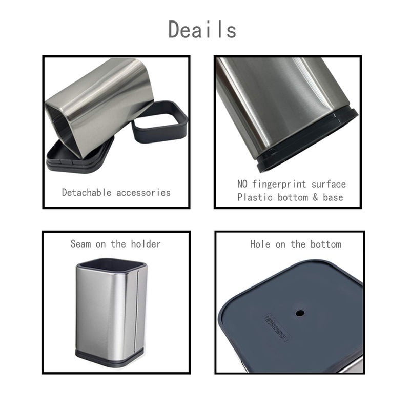 WSKC 2PC Stainless Steel Kitchen Utensil Holder Caddy  Square Utensil Organizer  4L X 4W X 6.7H - Image 4