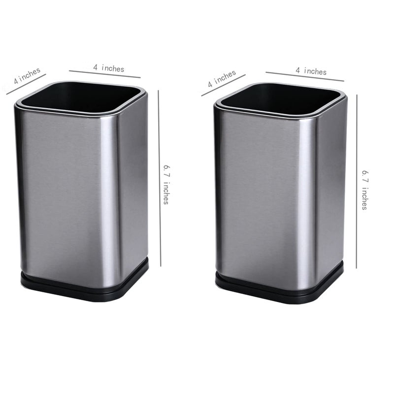 WSKC 2PC Stainless Steel Kitchen Utensil Holder Caddy  Square Utensil Organizer  4L X 4W X 6.7H - Image 2