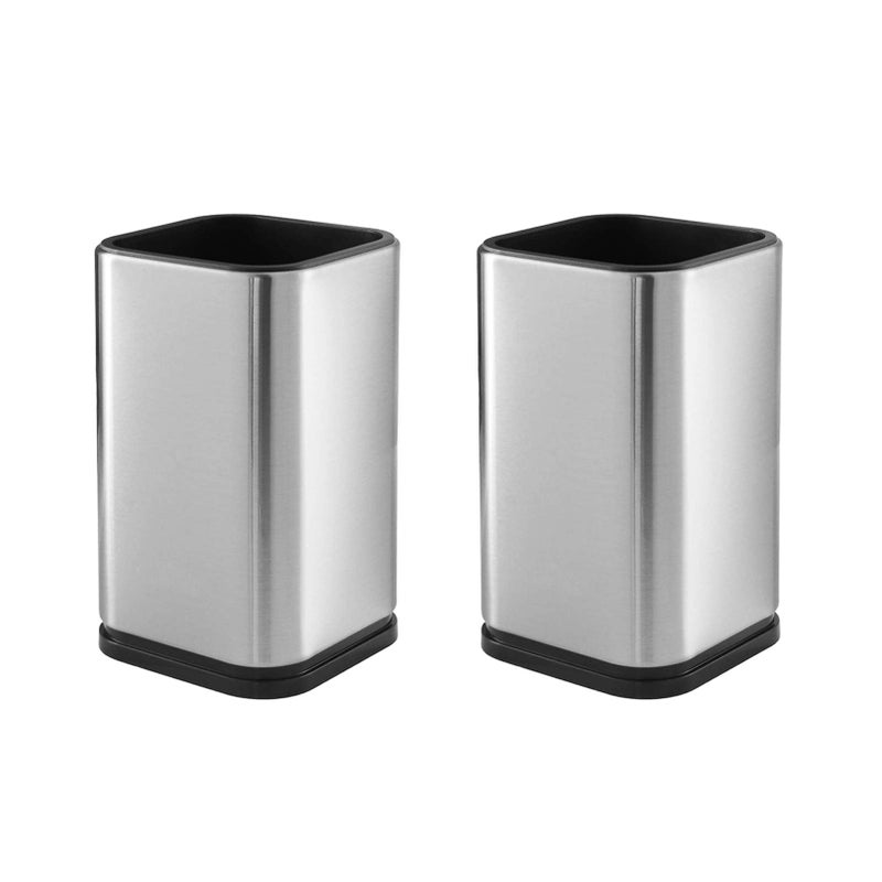 WSKC 2PC Stainless Steel Kitchen Utensil Holder Caddy  Square Utensil Organizer  4L X 4W X 6.7H - Image 5