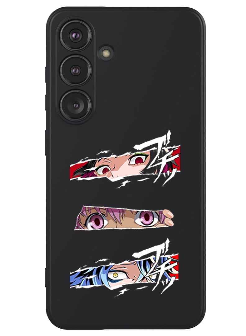 Theodor Protective Slim Fit Case Liquid Silicone Cover with Full Body Protection Anti-Scratch Shockproof Case For Samsung Galaxy S24 (Black) - anime - Image 1
