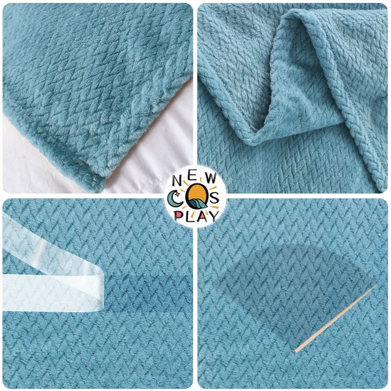 NEWCOSPLAY Super Soft Queen Blanket Light Blue Premium Silky Flannel Fleece Leaves Pattern Lightweight Bed Blanket All Season Use (Light Blue, Queen(90"x90")) - Image 5
